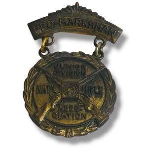 Vintage NRA Pro-Marksman Junior Division Badge Pin Medal 1.75"